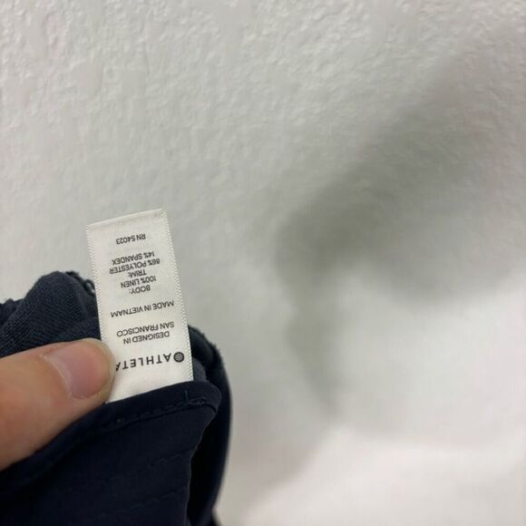 Athleta Blue Camo 100% Linen Pull On Shorts - Picture 4 of 4